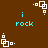 Brown background with repeating white geometric shapes and cyan text reading "i rock" in multiple positions.