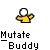 Pixelated character with yellow shirt and white head, transitioning to gray head and gray shirt, with winged creature holding a sword and question marks.