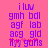 Pixelated text on pink background with purple and red accents, showing repeated letter sequences in two