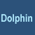 Blue background with light blue text 'Dolphin Luvver' above a pixelated dolphin image on the left.