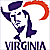 Two identical pixelated Virginia state symbols with red crescent and purple figure, side-by-side on white background.