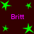Green star-shaped icons and pink 'Britt' text on a dark red background, arranged in a pattern