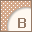 Two side-by-side show a brown polka-dot curtain with a white interior and a brown 'B' that changes to a lighter brown 'B' in the second