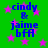Green background with pink stars and blue text reading "cindy & jaime bfa" in pixelated font.