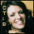 A 2x2 contact sheet of three animated frames showing a woman with long dark hair smiling, each frame displaying vertical text "CTiB" on the left side against a yellow background.