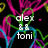 Pixelated icon with white text 'olex' and 'toni' over a black background, surrounded by pink, green, blue, and purple abstract shapes.