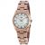 A pixelated static image of a wristwatch with a light blue dial and brown strap against a white background.