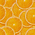 A 50x50 pixel buddy icon split into two sections: a left side with orange slices and a right side with green text on dark background.
