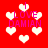 Red background with white heart shapes and pink text reading "I LOVE DAMIAN" in multiple positions.