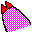 Two pixelated bell shapes with pink and white checkered patterns and red tops, side-by-side on a gray background.