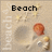 Beach-themed buddy icon with sand, seashells, and starfish; text changes from 'Beach' to 'Babe' to '<3' across frames.