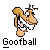 Pixelated cartoon character with brown hair, wide eyes, and a large grin showing teeth; some versions wear purple hats with yellow bands.