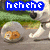 Four- shows a dog-like character with text overlays: 'meh meh', 'I'll Go', 'Get My', and 'Ball' in blue pixelated font over different backgrounds