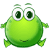 Four green cartoon frog icons arranged in a , each with large eyes and small limbs against a gray background