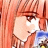 A 48x48 pixel animated buddy icon featuring a side-profile anime-style character with long orange hair and brown eyes, alongside text reading "Anime IM" and "COM" on a black background.