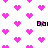 Pixelated pink hearts and partial text 'Dai' on a white background with no visible animation changes.