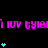 Animated sequence of cyan stars and pink text repeating 'i lov tyler' on black background with gray corner element.