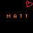 Red pixelated heart symbol above two orange 'MATT' text blocks on black background.