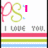 A pixelated icon with 'PS' monogram, 'I LOVE YOU.' text, and colored stripes, showing animation where 'LOVE' replaces 'LOVE' in the text.