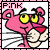 A contact sheet of 8 animated frames showing the Pink Panther character in various poses with text labels above each frame.