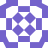 A static pixel art design featuring a central white star shape surrounded by four purple diamond shapes, all enclosed within a purple and white checkered border with rounded corners.