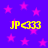 Purple background with pink stars and four yellow 'JP<333' text elements arranged in a