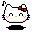 Pixelated white cat face with red bow, yellow nose, pink cheeks, black outline; four variations show subtle expression and shadow changes.