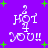 Purple background with green plus signs and white pixelated text reading "HOT YOU!!" in four identical
