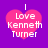 Four pink heart-shaped icons with white text "I Love Kenneth Turner" on a purple background, each showing slight variations in pixelation and color saturation.