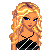 Pixel art contact sheet showing a blonde female character in multiple frames with text overlay reading "100% Blonde" and yellow stars on black background.