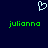 A dark blue background features a white pixelated heart symbol above two identical green text strings reading 'julionna' in lowercase.