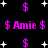 Pixelated pink text and dollar signs on black background with white stars, arranged in repeating patterns.