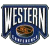 Static pixelated icon featuring a blue banner with white text "WESTERN" and a brown circular emblem below it on a transparent background.