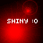 Red-toned pixelated animation with four showing shifting light effects and text 'SHINY :O' in white block letters