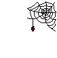A black-and-white spiderweb with a red spider hanging from its center, displayed in a of showing subtle animation changes