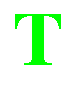 Four green capital T letters arranged in a on a gray background, each with distinct pixelated sizing and spacing variations