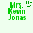 Green pixelated text reads "Mrs. Kevin Jonas" with a heart symbol above the name on the left side of the image.