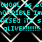 Cyan text on black background with white pattern, repeating 'CH0OL Is sORRIBLE ImPRESSED ITS aLIVE!!!!!!!!' in pixelated font