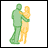A 4-frame animated contact sheet showing a green and yellow pixelated couple dancing in various poses against a white background.