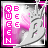 Pixelated animated buddy icon featuring a stylized face with pink and gray tones, vertical "QUEEN" text on the left, and subtle animation changes between frames.