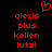 Red pixelated text and a heart symbol on black background, with identical left and right of text