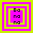 Four identical square arranged in a , each containing nested pink and yellow squares with "Bona" text in black pixelated font