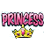 Animated contact sheet showing two frames of a pink "PRINCESS" text with yellow crown icon, featuring purple pixel dots in the background.