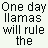Pixelated text and a llama image arranged in a with varying lettering styles