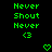 Green pixelated text and symbols on black background, with two heart shapes at bottom corners.