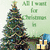 A split-screen image with a Christmas tree and text on the left, and two Justin Bieber images on the right.