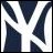 A pixelated dark blue 'NY' logo on white background with a small dark blue symbol in bottom right corner.