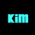Two side-by-side pixelated text displays of 'Kim' with inverted color schemes on solid backgrounds.