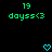 Green pixelated text and cyan heart icons on black background with identical left and right sections.