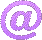 A contact sheet of six pixelated purple @ symbols in various 3D and flat styles with a vertical gradient bar on the left, all set against a gray background.